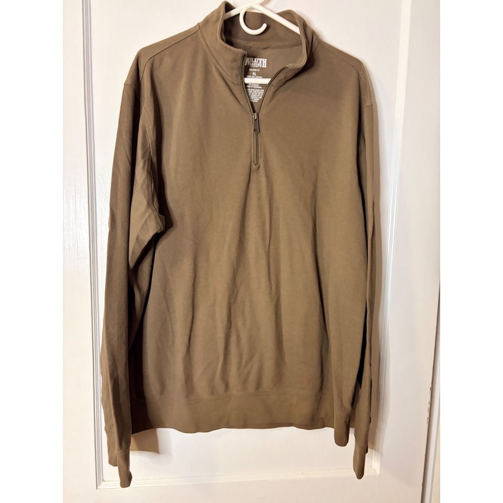 Duluth Trading Co Mens XL Relaxed Fit Quarter Zip Pullover Brown Sweater 38431